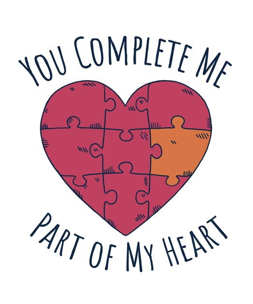 Herz-Liebes-Puzzle-T-Shirt für den Valentinstag