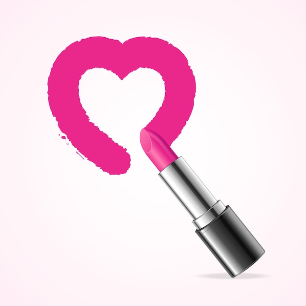Herz mit rosa lippenstift formen. vektor-illustration