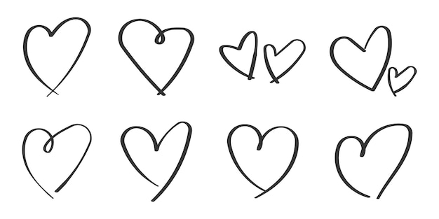 Herz-Symbol im handgezeichneten Stil Handgemachtes gemaltes Herz Vektor-Illustration auf isolierten Hintergrund Liebes-Doodle-Zeichen Geschäftskonzept