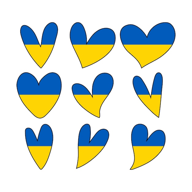Herzdesign oder symbol in der farbe der ukrainischen flagge. vektor-illustration
