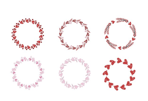 Herzen formen runde Kranz-Valentinstag-Grüße romantische reizende nette Vektorrahmenschablone