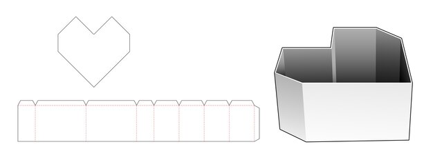 Vektor herzförmige schüssel gestanzte schablone