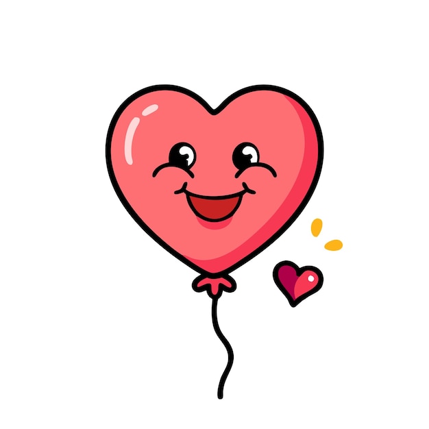 Herzförmiger Ballon mit einem süßen Lächeln Lieblings-Cartoon-Ballon-Illustration