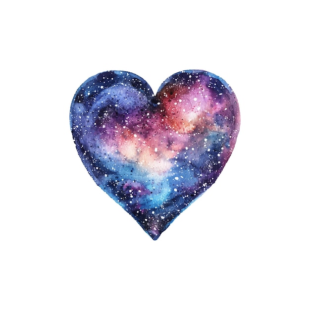 Herzform-Galaxie-Vektor-Illustration im Aquarell-Stil