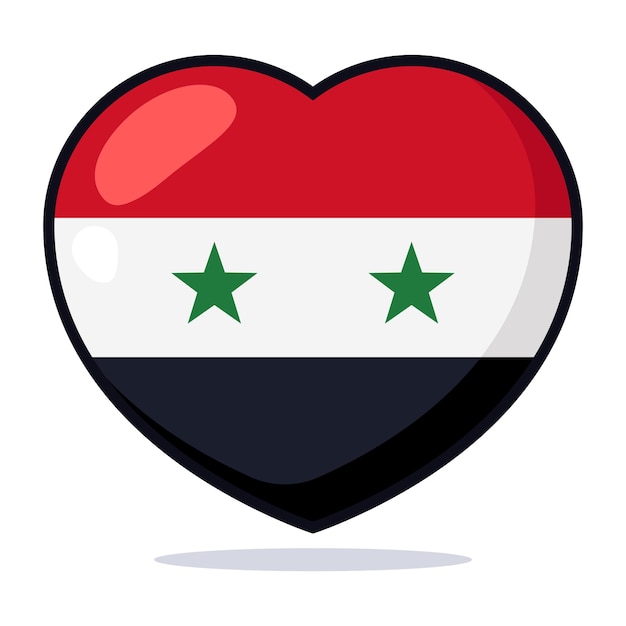 Herzform Syrien Flagge Cartoon-Stil