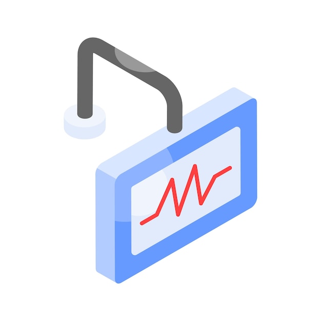 Herzgesundheits-Palpitationsüberwachung-Symbol eines EKG-Monitors in isometrischem Design