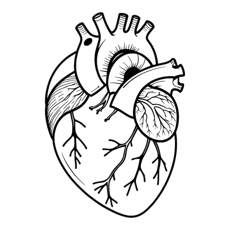 Vektor herzkontur, handzeichnung, malseite, vektordesign und illustration