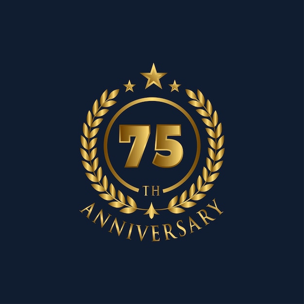 Herzliche Feier zum 75-jährigen Jubiläum. Grußvektorluxusillustration mit Goldbeschriftung.