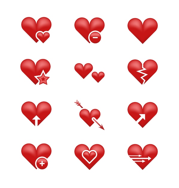 Herzliebe Emoji, Emoticonsvektorsatz