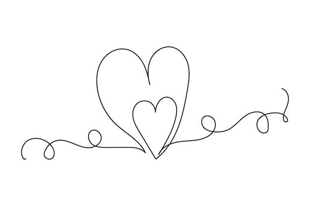 Herzlinie-Illustration Kontinuierliche Linie Herz Liebes- und Romantiksymbol Vektorzeichnung
