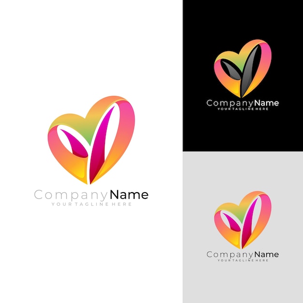 Herzpflege-logo mit gemeinschaftssymbolen für wohltätigkeitsdesign-vorlagen