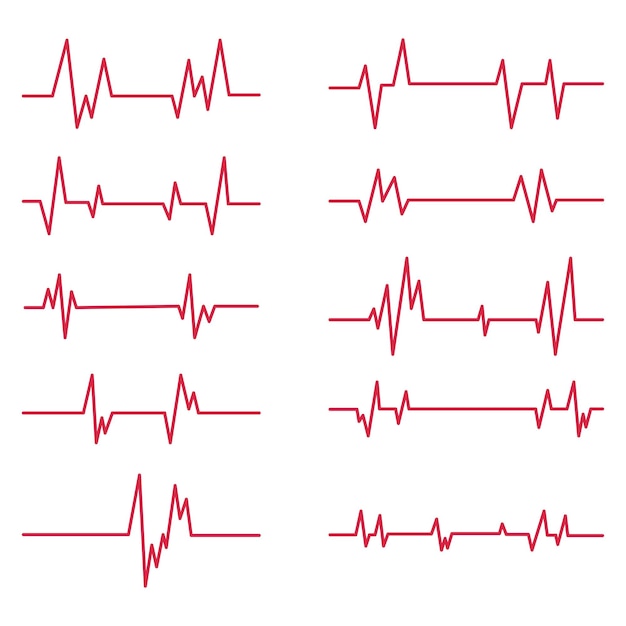 Herzschlag. Herzfrequenzdiagramm beim Trainieren des Sammlungssets. Vektor-Illustration.