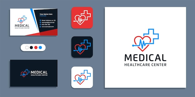 Herzschlag-pulssymbol, logo für medizinisches gesundheitswesen und inspirationsvorlage für das design von visitenkarten