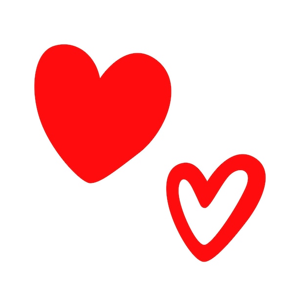 Herzsymbol, wie Symbol, anwendbar für soziale Netzwerke. Ein rotes Herz und ein weißes Herz mit einer roten Bremse.