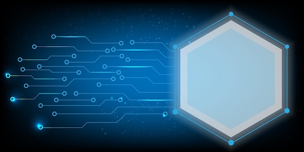 Hexagon-Sicherheit Elektronische Leiterplatte für die Sicherheit mit Hologramm-Vektorkonzept für die Zukunft