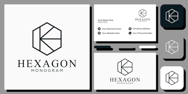 Hexagonformgeometrie scharfer moderner Konzeptstil sechseckig mit Visitenkartenvorlage