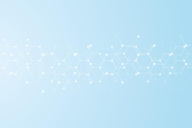 Hexagonmuster auf blauem Hintergrund Genetische Forschung Molekularstruktur Chemische Technik