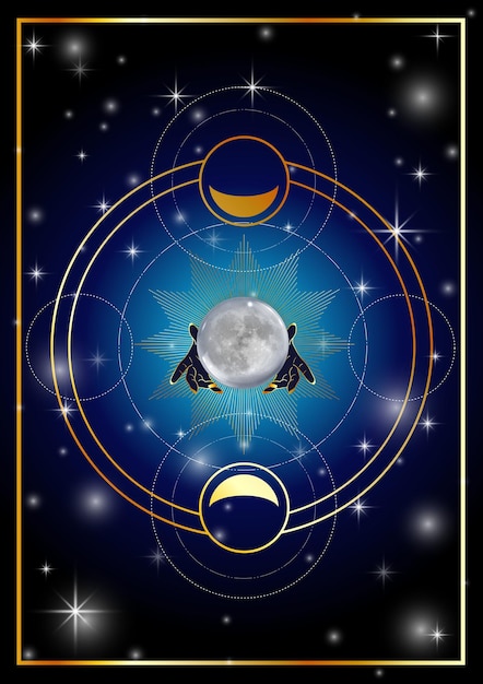 Hexerei Ritual mit Vollmond wachsenden und schwindenden Mondphasen
