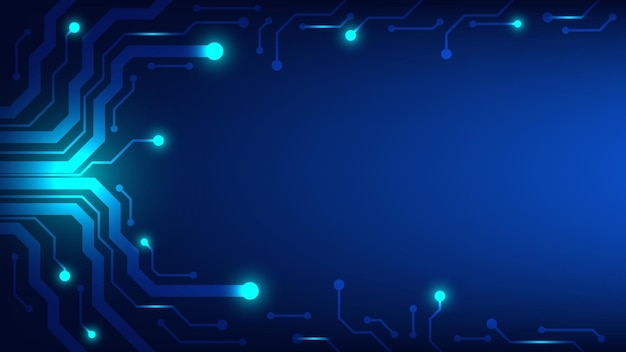 Hi-Tech-Digitalplatine. AI-Pad und Elektrotechniklinien auf blauem Hintergrund