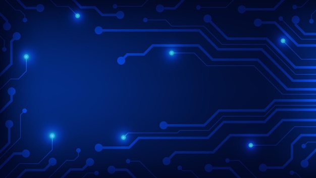 Hi-Tech-Leiterplatte futuristische elektrische Linie mit Licht auf blauem Hintergrund für Grafikdesign