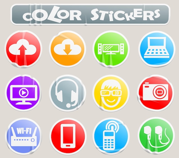 Hi-Tech-Vektor-Web-Icons auf Papieraufkleber für Ihr Design