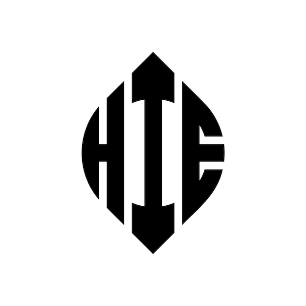HIE Kreisbuchstaben-Logo-Design mit Kreis- und Ellipseform HIE Ellipse-Buchstaben mit typografischem Stil Die drei Initialen bilden ein Kreis-Logo HIE Kreise-Emblem Abstract Monogramm Buchstaben-Marke Vektor