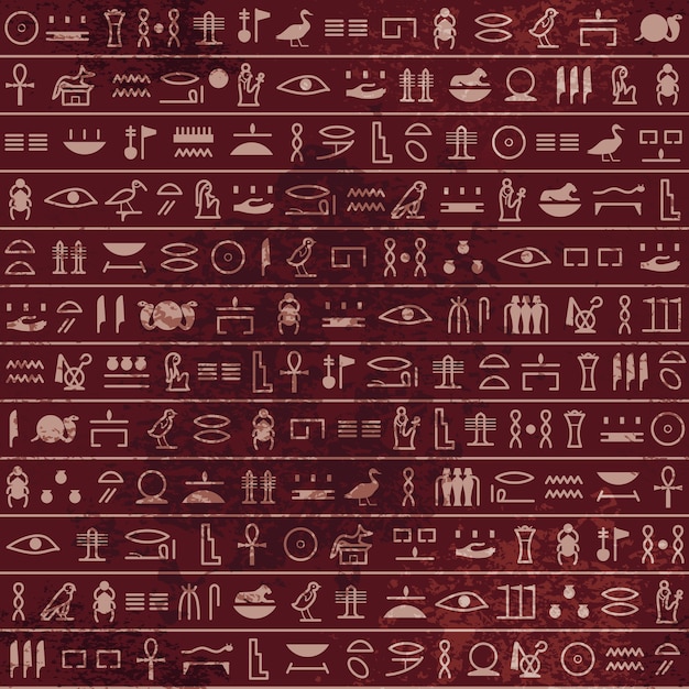 Hieroglyphenmuster alter ägyptischer nahtloser papyrus. historisches aus dem alten ägypten. altes grunge-manuskript mit pharao- und gottesymbolen, schrift.