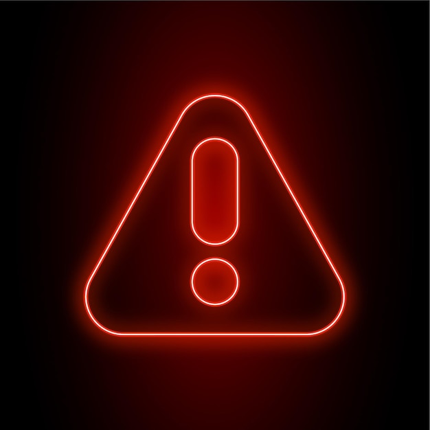 High Impact Red Neon Risk-Symbol mit dunklem Hintergrund