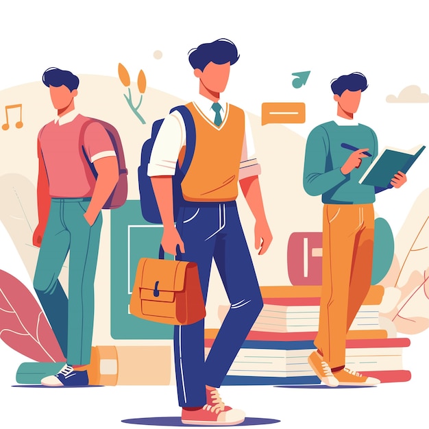 Highschool-Konzept-Vektorillustrationen auf weißem Hintergrund