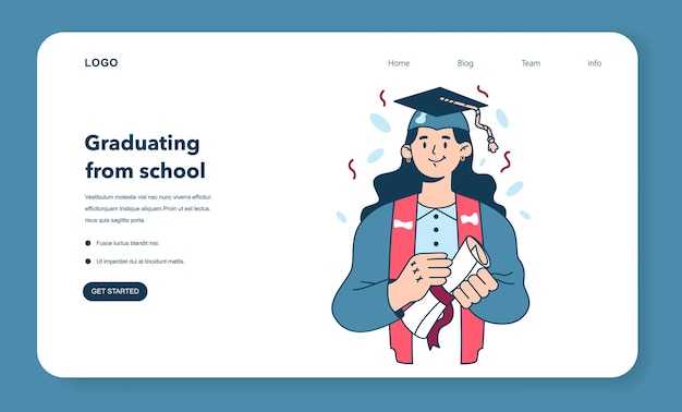 Highschool- oder College-Abschluss-Web-Banner oder Zielseite