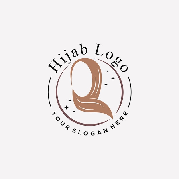 Vektor hijab-logo-design-vorlage für muslimische damenmode mit kreativem elementkonzept