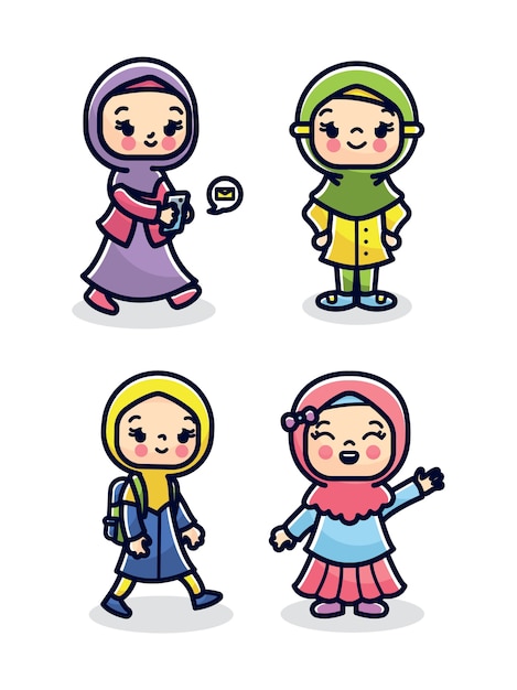 Hijab-mädchen-illustrations-vektor