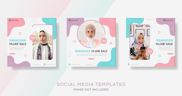 Hijab modeverkauf banner für ramadan kareem media social template post