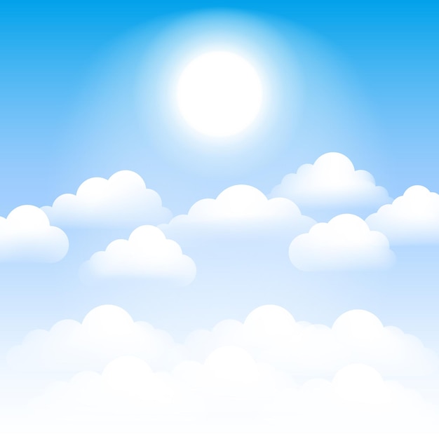 Himmel mit wolken und sonne vektorillustration