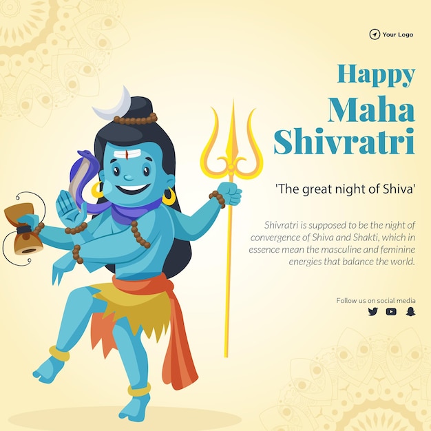 Hindu-festival happy maha shivratri die große nacht von shiva-banner-design-vorlage