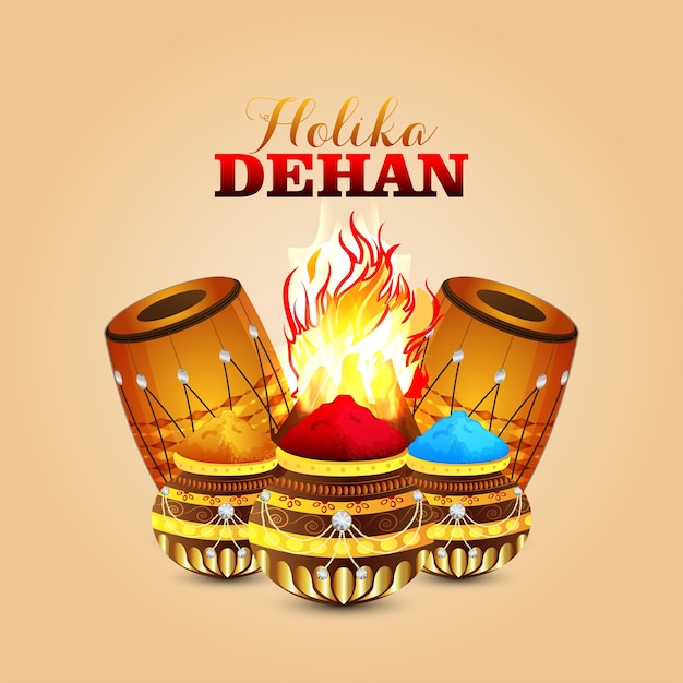 Vektor hindu-festival holika dehan indische festivalkarte