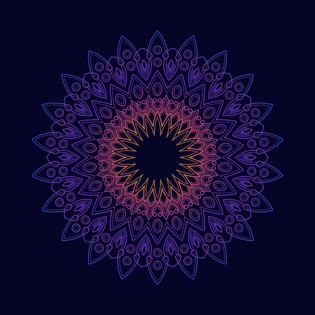 Hintergrund bunte Mandala Muster Hintergrund Tapete. Blumenmotiv in Neonfarbe. Arabesque Stoff Textil.