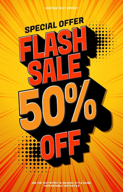 Hintergrund Comic-Stil Werbe-Poster für einen Flash-Verkauf spezielles Angebot Rabatt bis zu 50 Rabatt