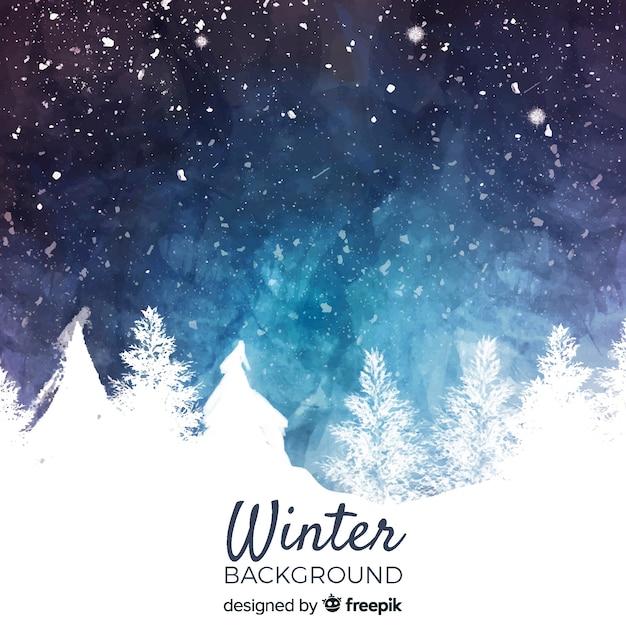 Hintergrund der Aquarell-Winterlandschaft