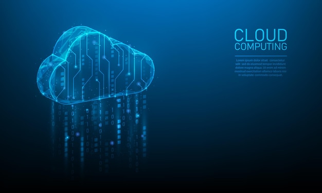 Hintergrund der Cloud-Computing-Technologie. Business-Internet online Low-Poly-Download und Upload von Daten.