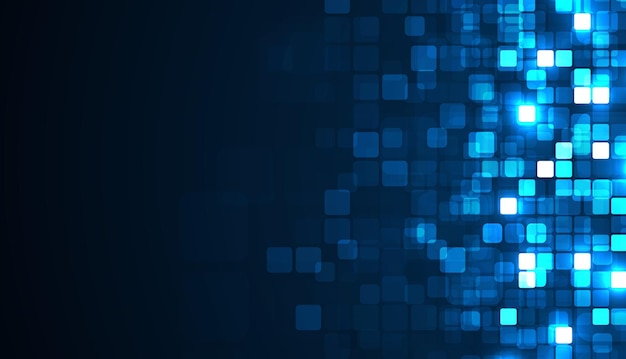Hintergrund der digitalen Technologie. Quadratischer blauer Musterpixelhintergrund für digitale Daten