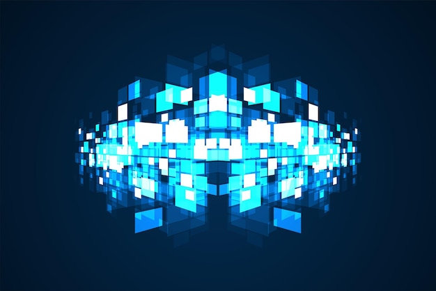 Hintergrund der digitalen Technologie Quadratischer Pixelhintergrund mit blauem Muster für digitale Daten