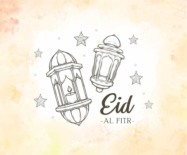 Hintergrund der Eid al-Fitr Kareem Ramadan Skizzenkarte