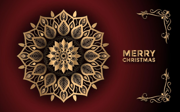 Hintergrund der frohen weihnachten und des guten rutsch ins neue jahr mit dekorativem mandala-abstraktem design premium-vektor