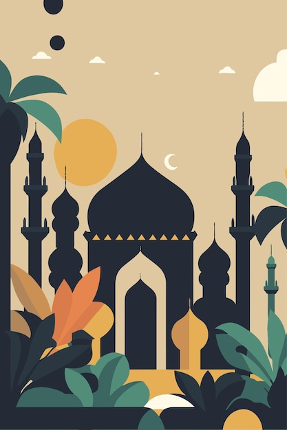 Hintergrund der islamischen Moschee Entwurfsvorlage für die Grußkarte des Islam Ramadan