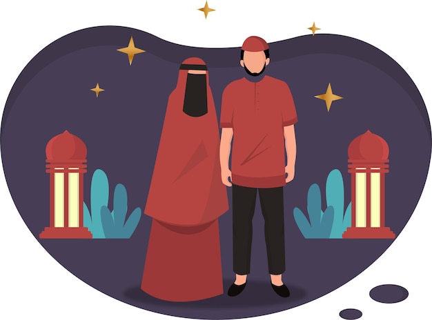 Hintergrund der muslimischen Paarillustration