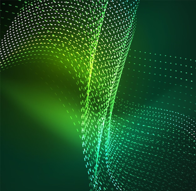 Hintergrund der Vektorwellenpartikel 3D-beleuchtete digitale Welle leuchtender Partikel Futuristische und technologische Vektorillustration HUD modernes Element
