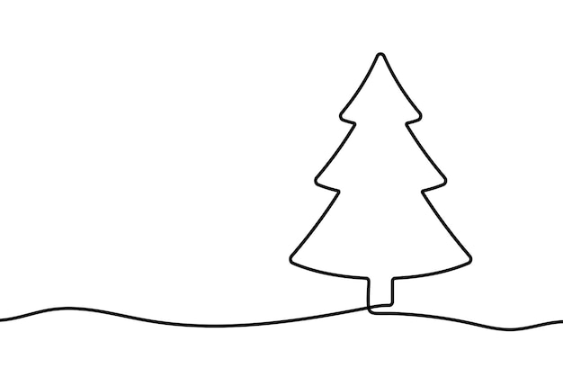 Hintergrund der Weihnachtsbaumlinie Kontinuierliche Linienzeichnung der Weihnachtsbaumsymbol-Vektorillustration