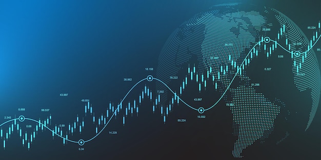 Hintergrund des Finanzdatendiagramms Geschäftshintergrund mit Kerzendiagramm für Berichte und Investitionen Handelskonzept auf dem Finanzmarkt Vektorillustration