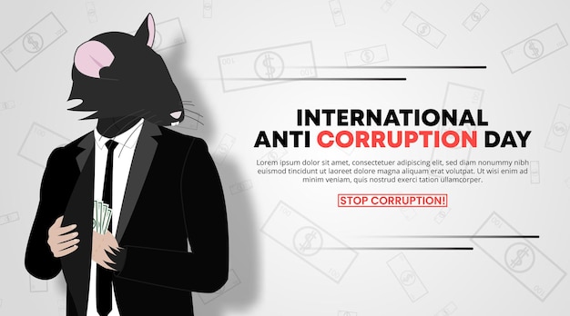 Hintergrund des internationalen antikorruptionstages mit einem als ratte dargestellten verderber